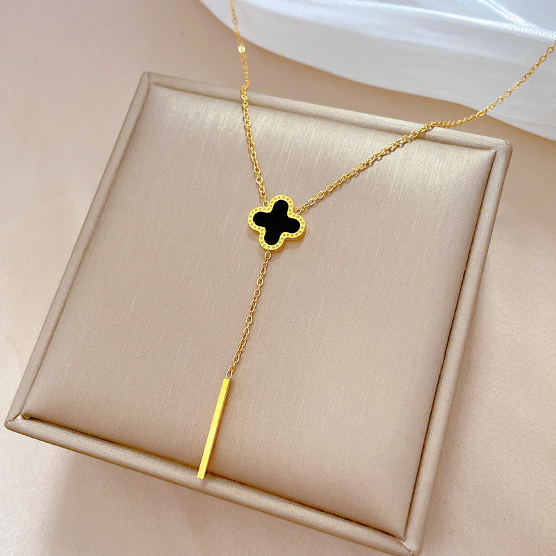 Collana con pendente geometrico minimalista in titanio e acciaio placcato unisex