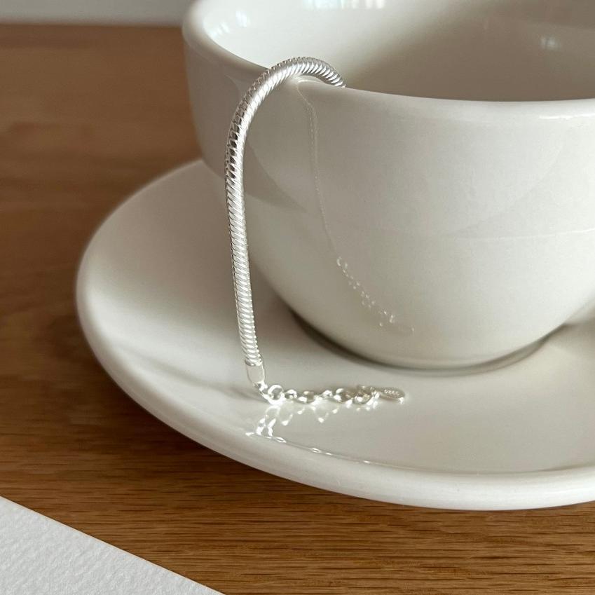 Minimalist Geometric Thick Snake Chain Bracelet in 925 Sterling Silver with Plated Finish