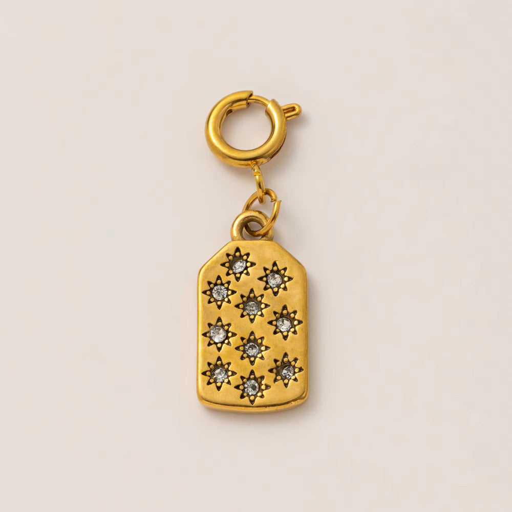 Fashion Plated Stainless Steel Sun Moon Star Heart Geometric Charm Bar Pendant Necklace