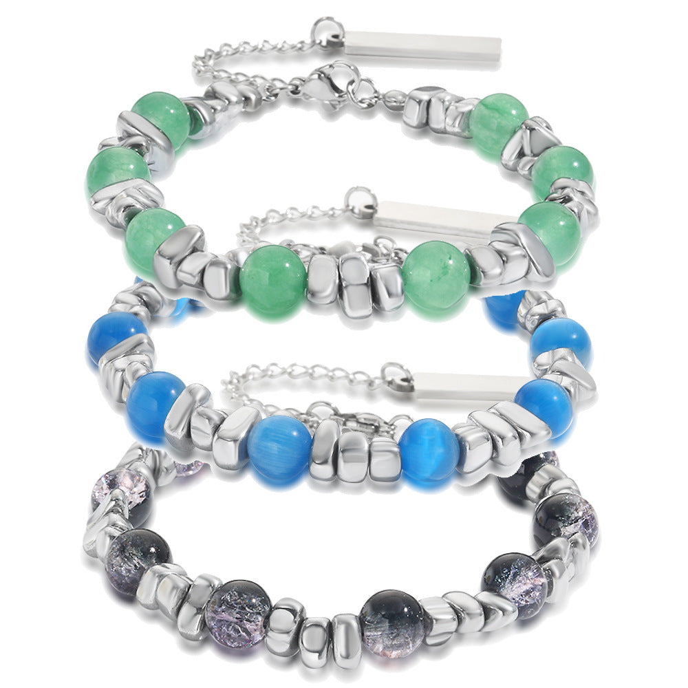 Geometric Cat's Eye Titanium Steel Bracelet Unisex