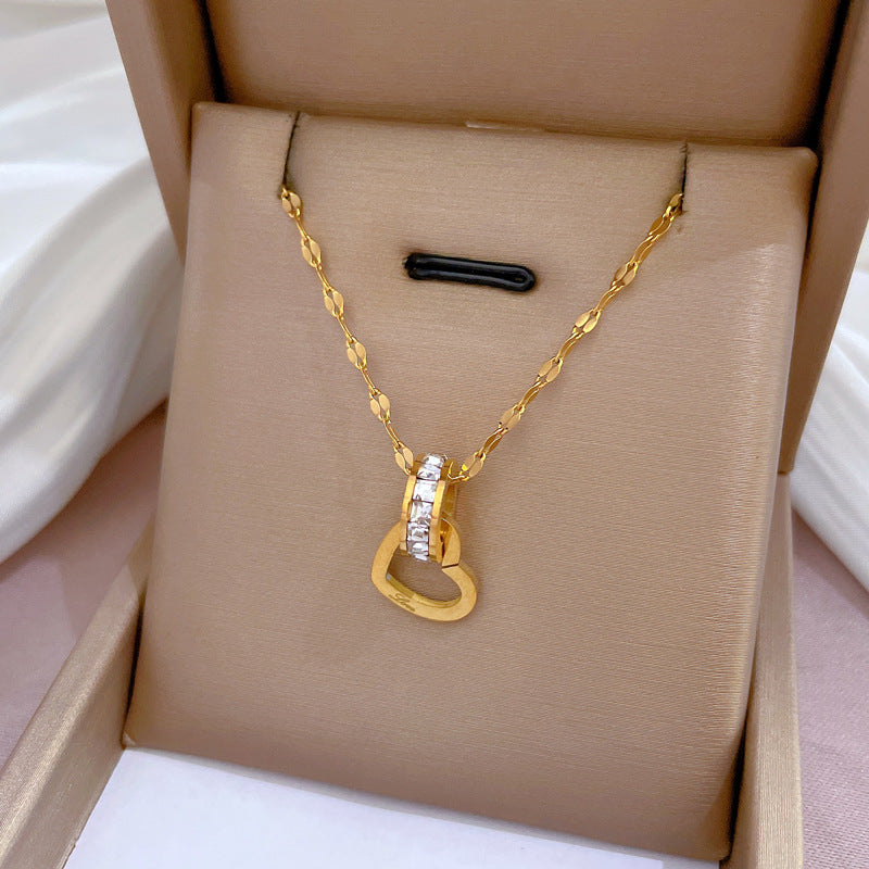 Heart Geometric Titanium Steel Plated Necklace for Women Lip Chain