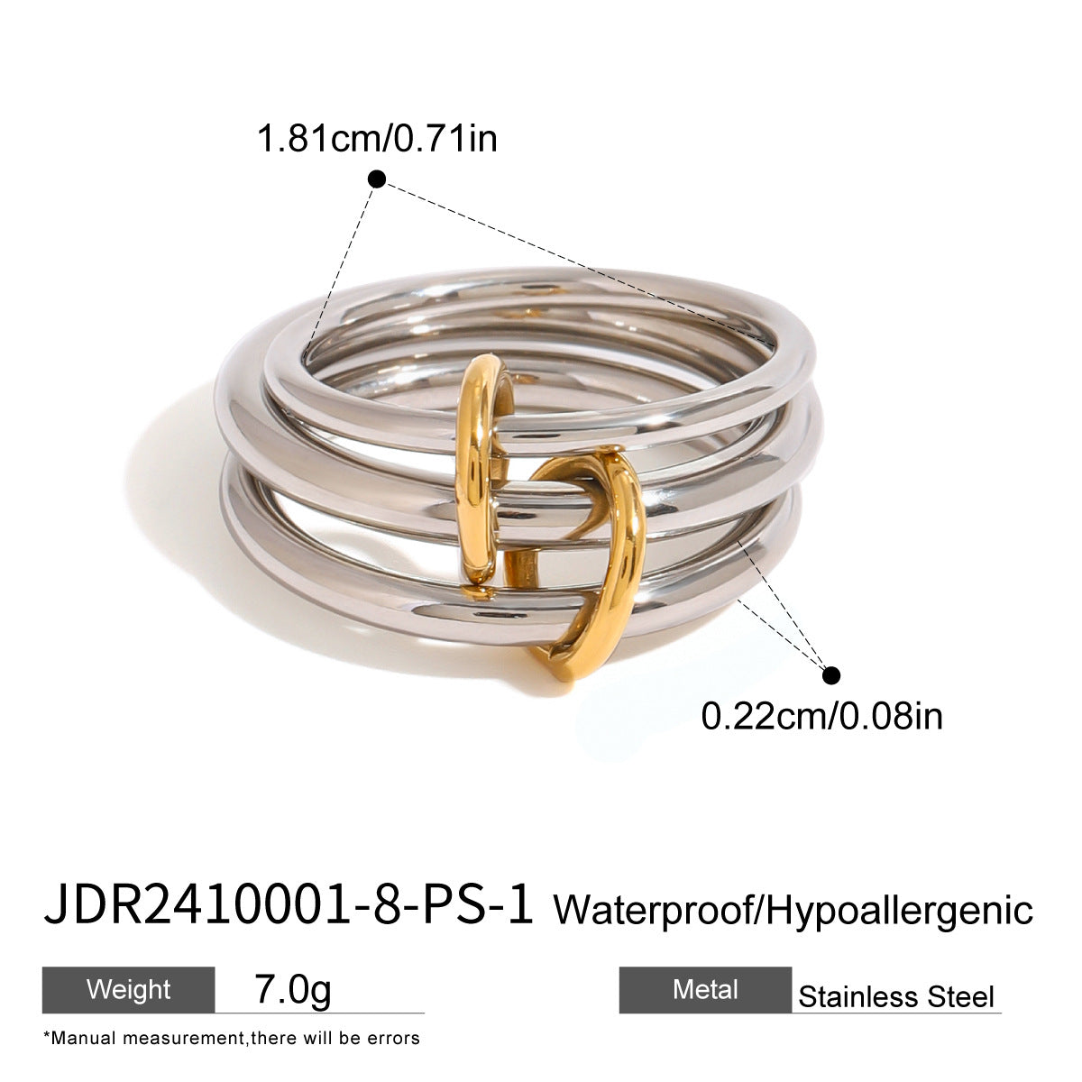 Geometric Plated Stainless Steel Ring for Women