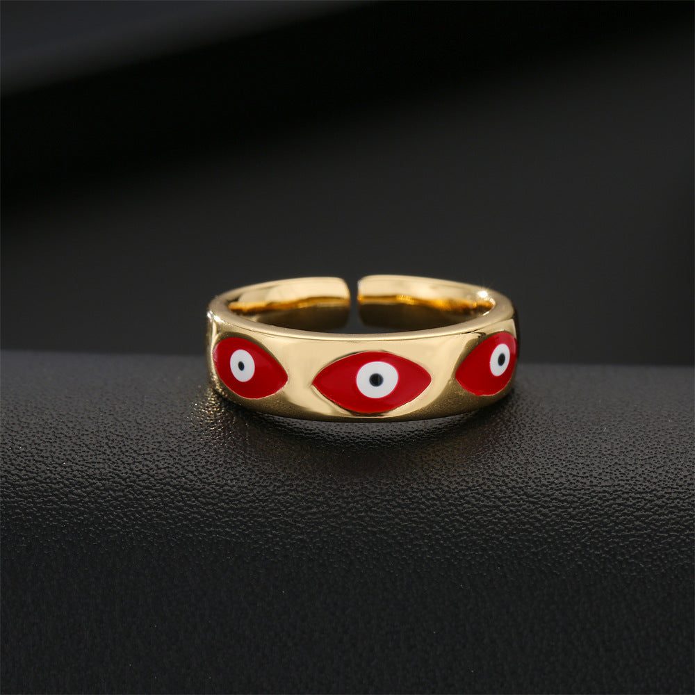 Minimalist Geometric Open Ring in Copper with Real Gold Plating and Enamel Finish