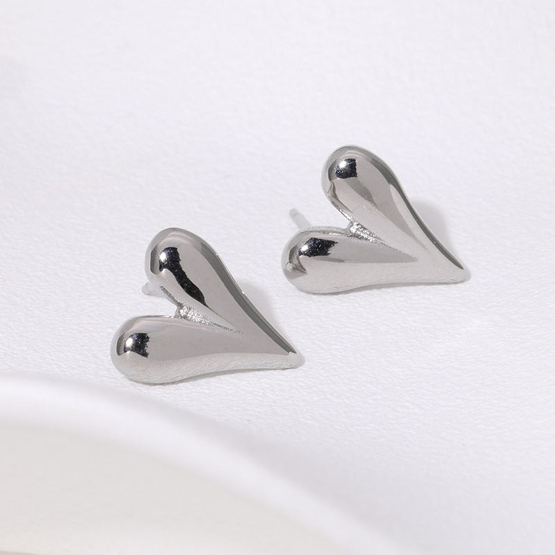 Pendientes Minimalistas de Acero de Titanio con Forma de Corazón Bañados en Oro de 18K para Mujer, Pendientes Elegantes de Moda