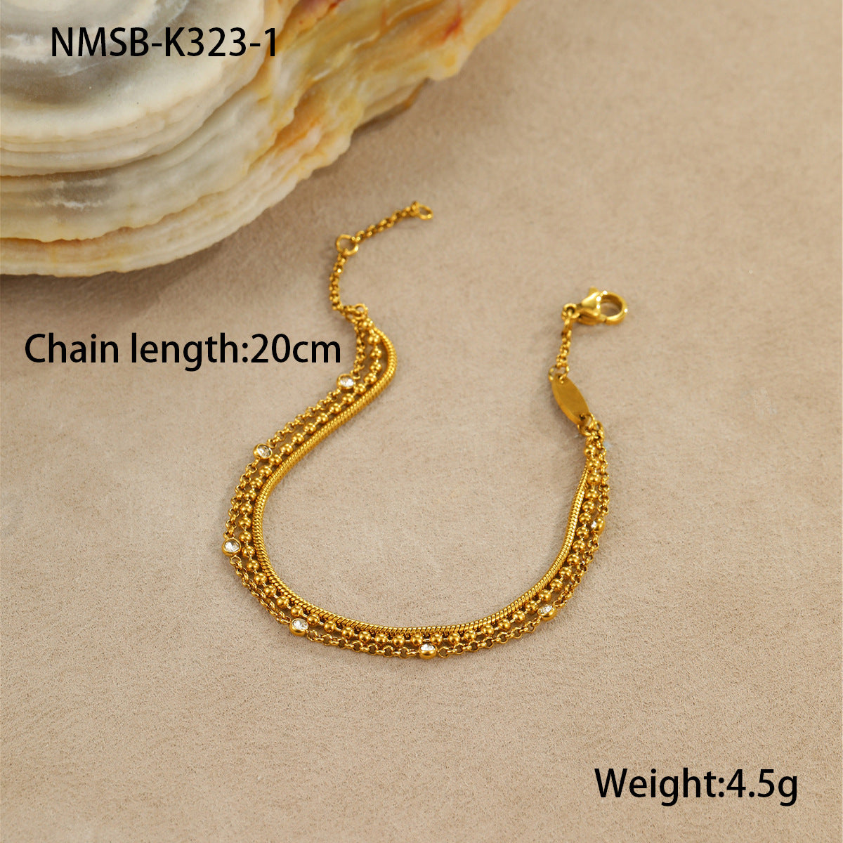 Fashionable Minimalist Geometric Stainless Steel Bracelet with Zircon Inlay for Women, Plated Luxury Layered Hand Jewelry