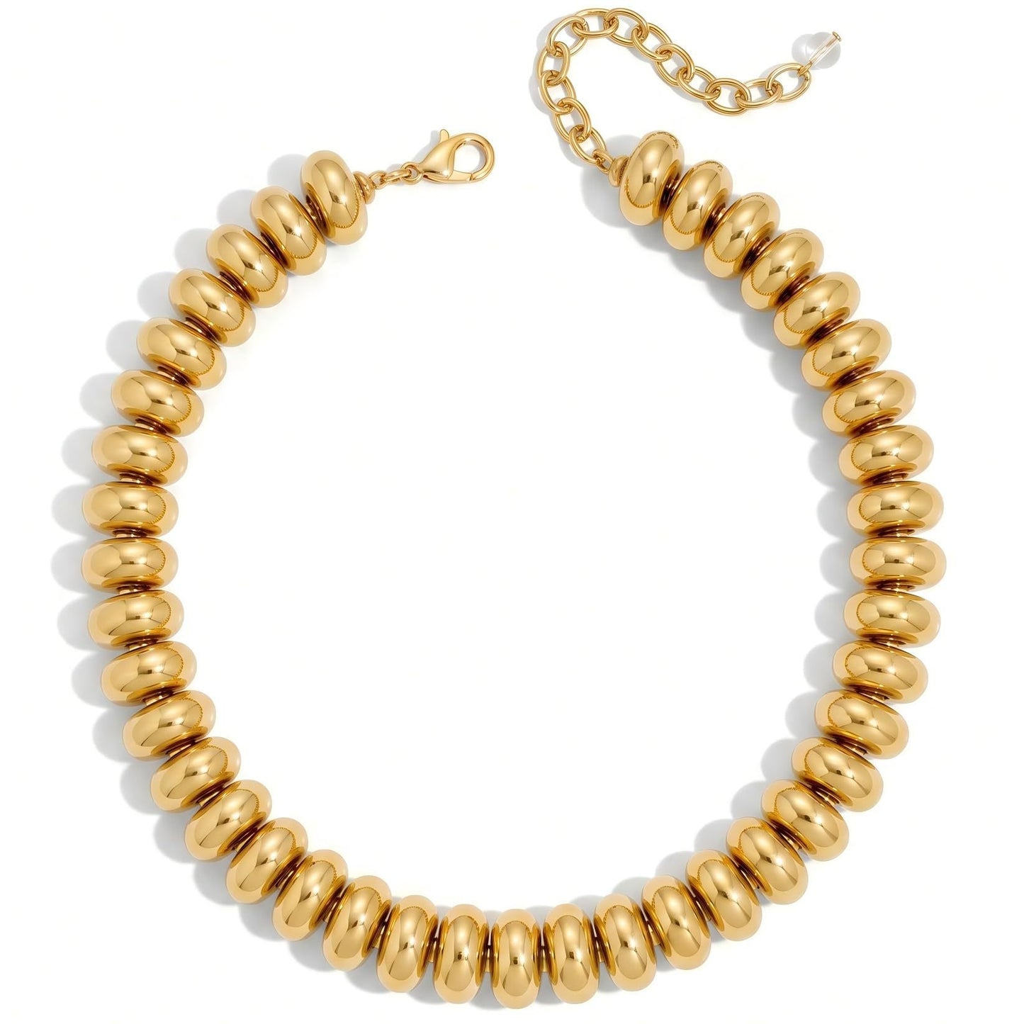 Minimalist Geometric Round Oval Acrylic Beaded Charm Bar Gold Tone Adjustable Cable Chain for Women Unisex