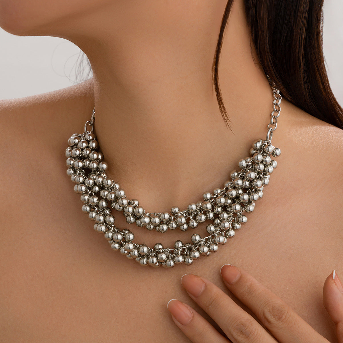 Minimalist Geometric Round Iron Plated Multi-layer Choker Necklace for Women
