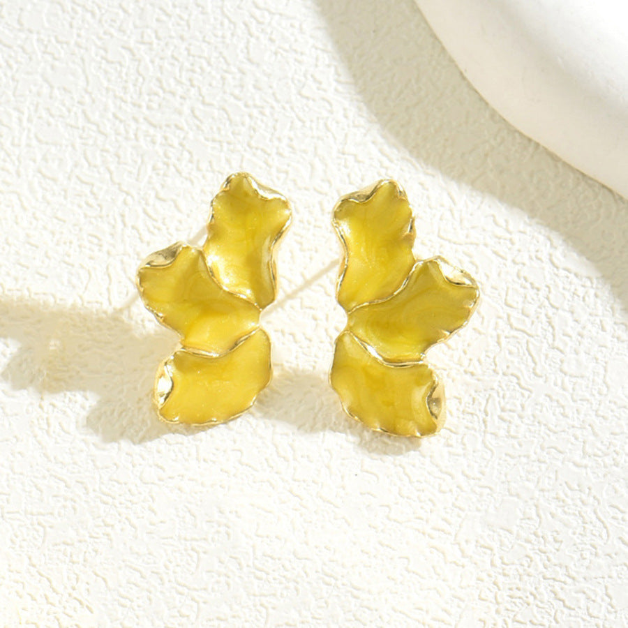 Pendientes de trébol minimalistas para mujer en aleación de zinc con acabado esmaltado
