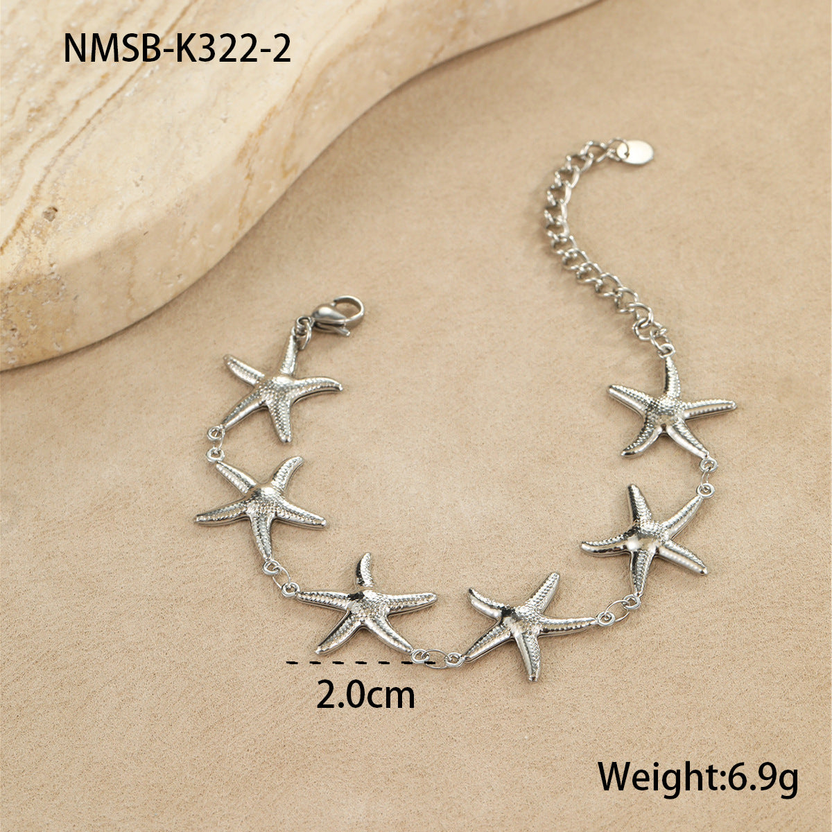 Fashionable Geometric Stainless Steel Hollow Seashell Bracelet with Star and Heart Charms Plated in 18K Gold Ocean-Inspired Women's Jewelry