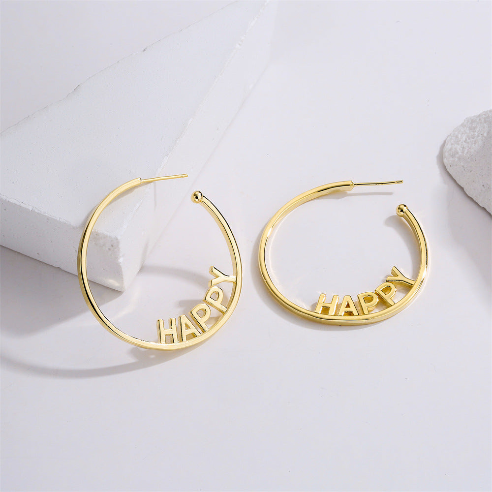Minimalist Geometric Hoop Earrings in Copper with 14K Gold Plating and 925 Sterling Silver Posts for Women