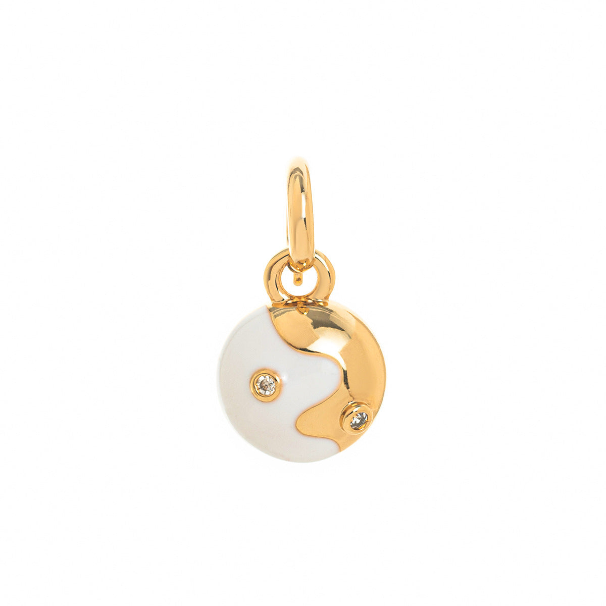 Minimalist Sweet Geometric Moon Brass Gold Plated Rhinestone Pendant Earrings for Women