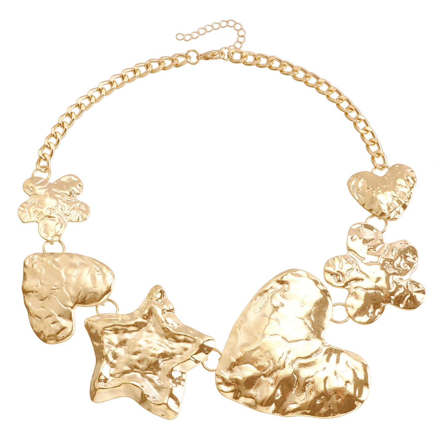 Collar con colgante geométrico de moda con motivos de estrellas, corazones y flores en aleación con acabado chapado para mujer