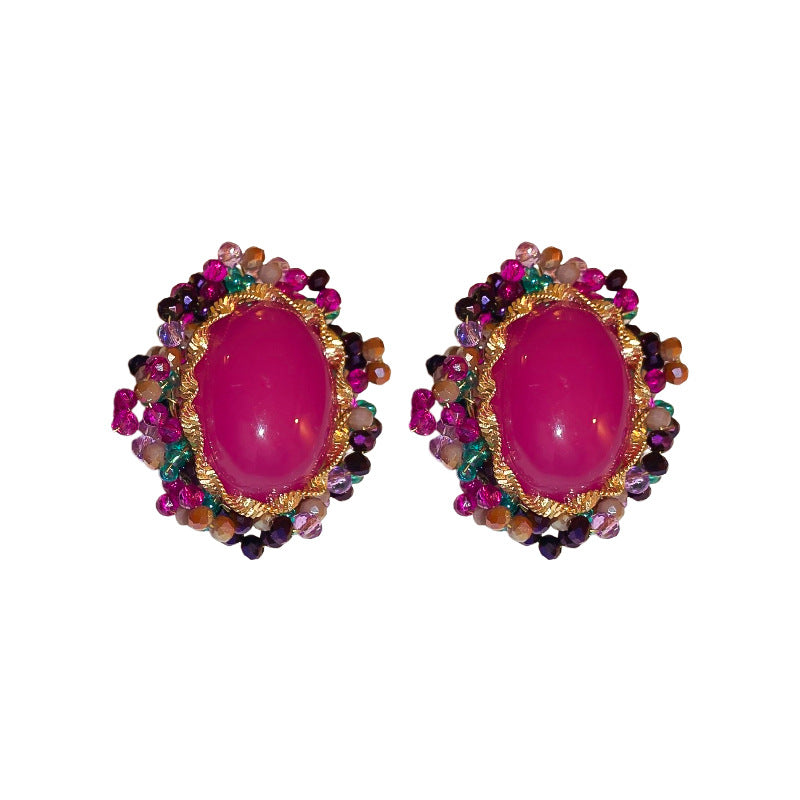 Pendientes Geométricos de Acrílico Estilo Vintage con Postes de Acero Chapado en Oro para Mujer