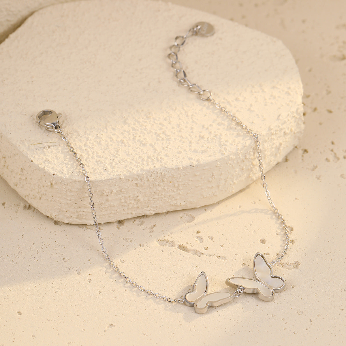 Bracciale da donna in acciaio inossidabile a forma di farfalla e conchiglia, placcato oro, alla moda stile OL
