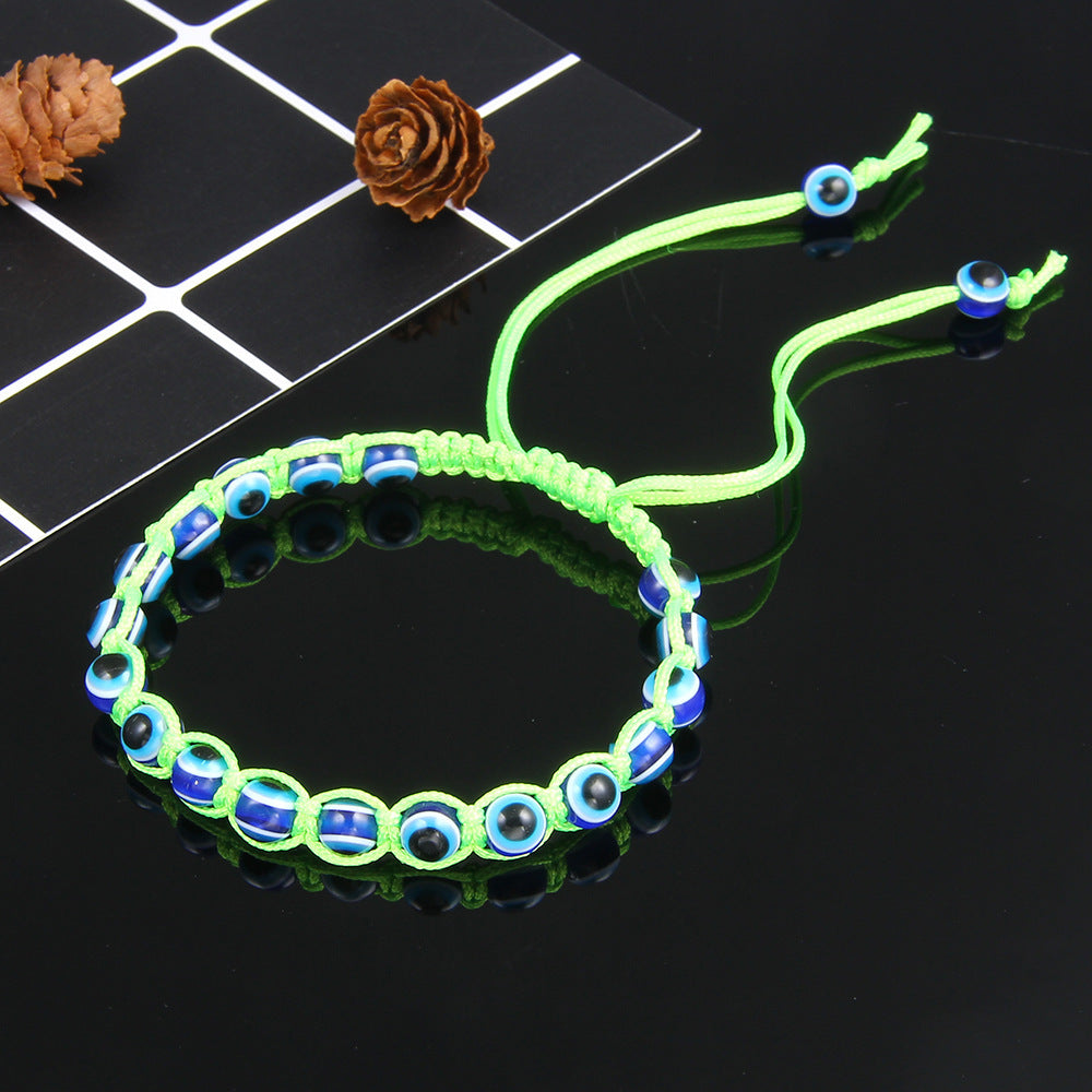Ethnic Hand-woven Evil Eye Bracelet Unisex Colorful Cord Bangle