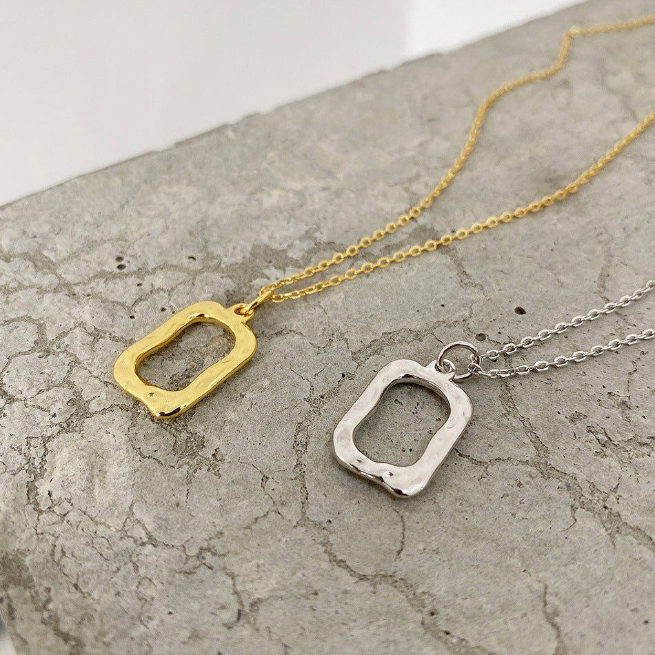 Collar minimalista de plata de ley 925 con textura de rama geométrica para mujer