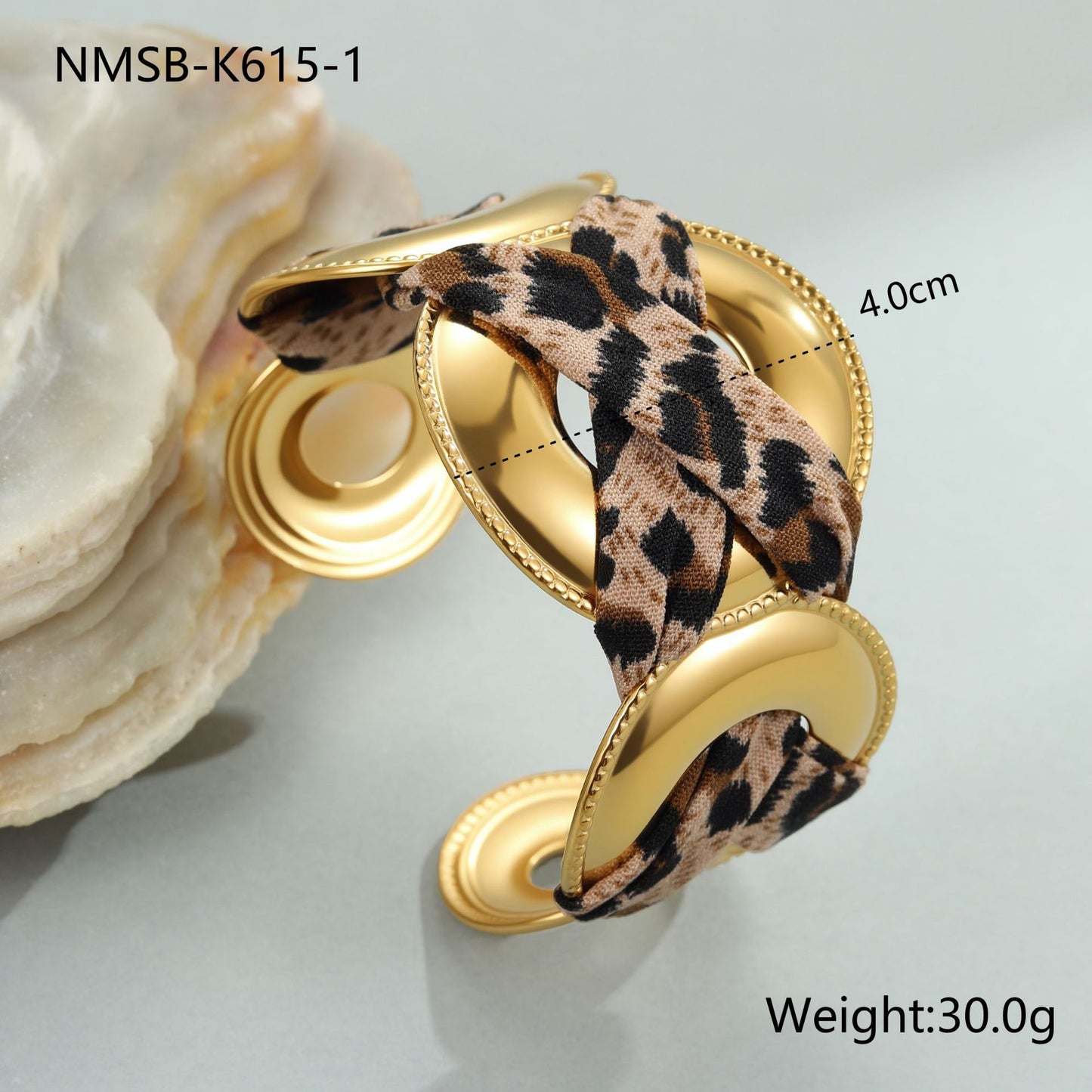 Elegante collar de acero inoxidable con estampado de leopardo geométrico y acabado chapado para mujer