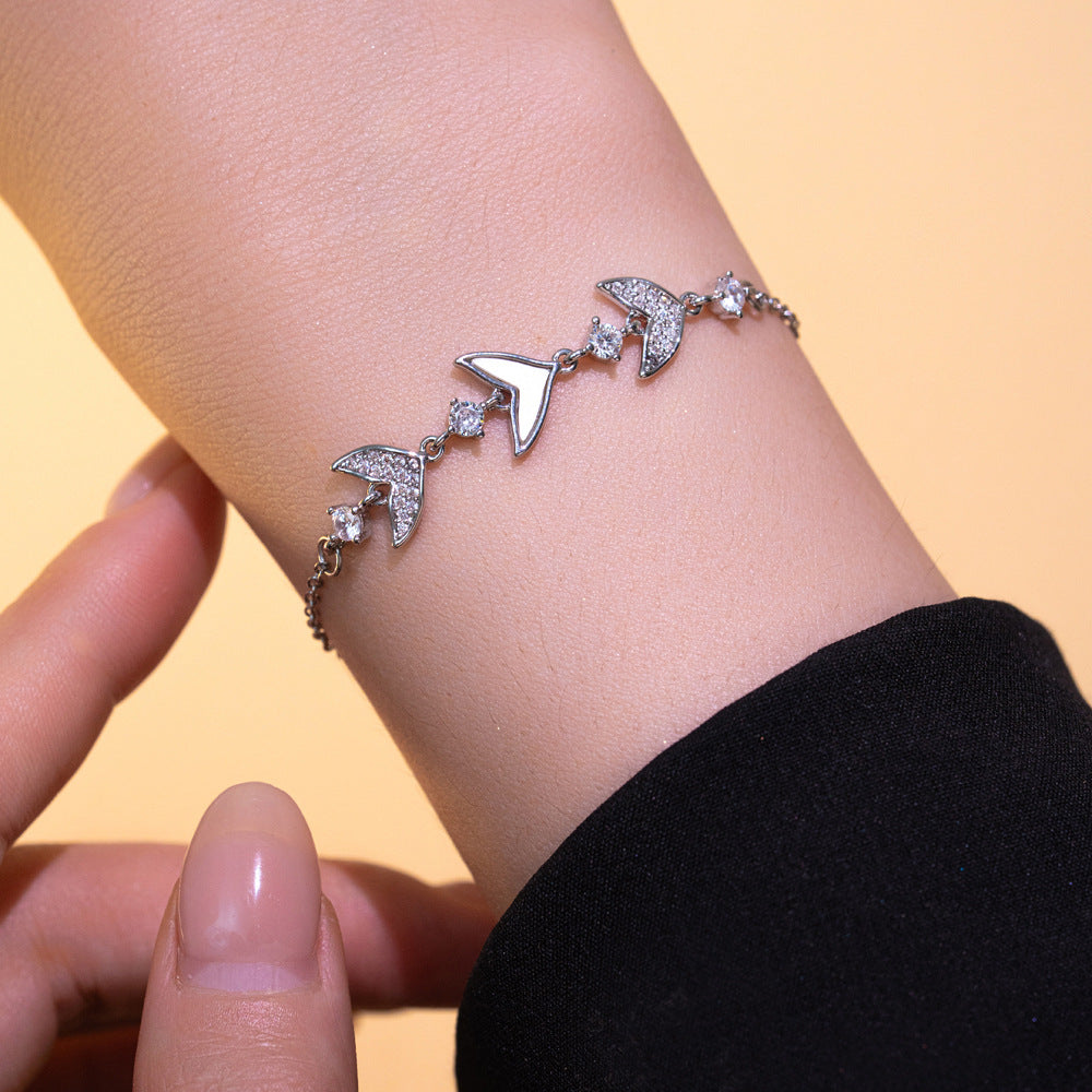 Braccialetto da donna Minimalista Cuore Stella Luna Farfalla con Strass in Acciaio al Titanio con Finitura Placcata