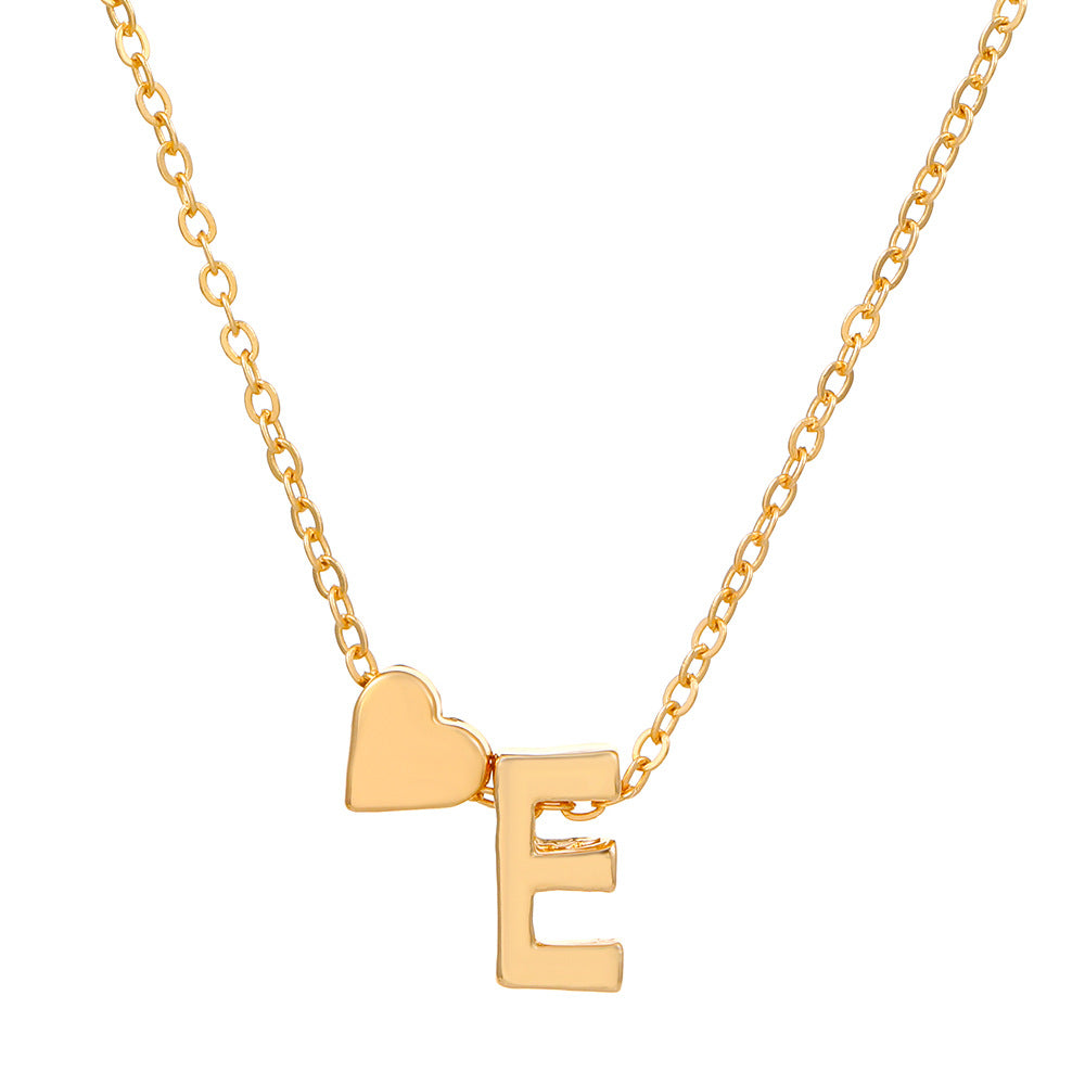 Sweet Heart Letter Alloy Plated Necklace Singapore Chain for Women