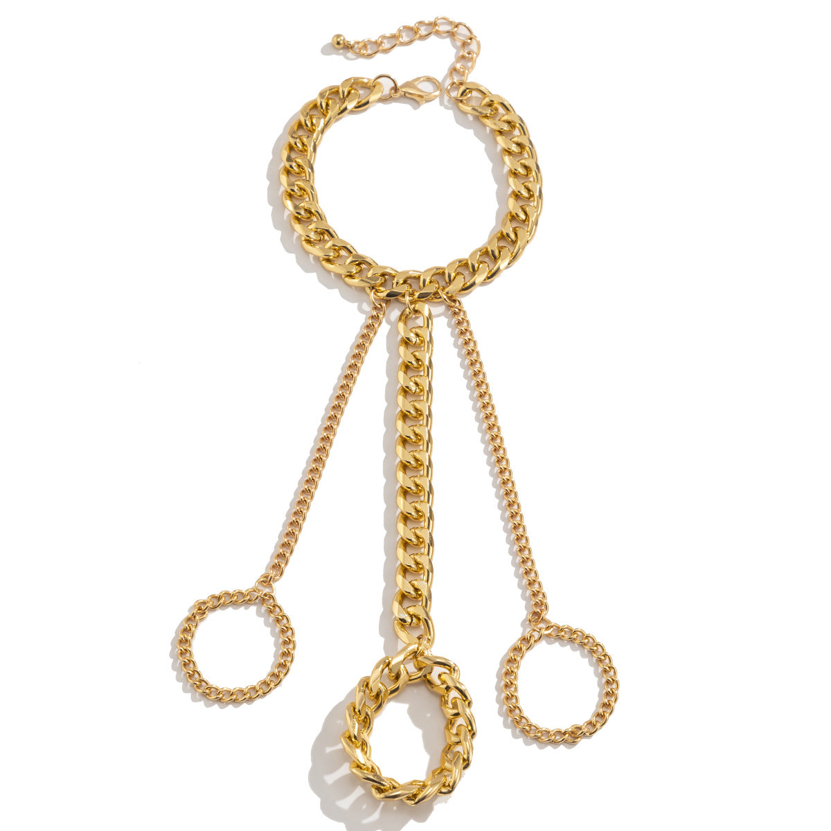 Pulsera de dedo con cadena de serpiente de metal de alta resistencia exagerada para mujer, estilo dulce y atrevido vintage hip-hop, diseño geométrico galvanizado