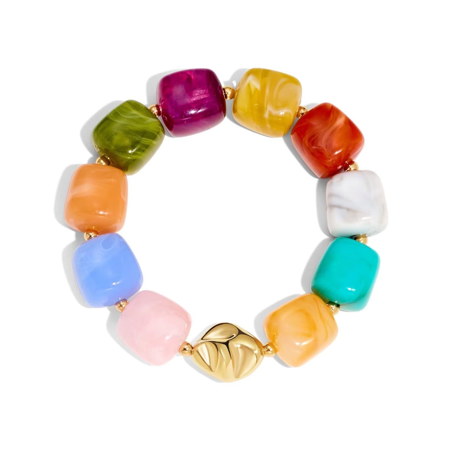 Bohemian Minimalist Geometric Round Resin Acrylic Beaded Bracelet for Women