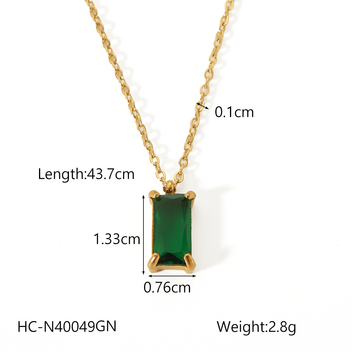 Collana con Pendente Geometrico Minimalista in Acciaio Inossidabile Placcato Oro 18K con Zirconi Cubici da Donna