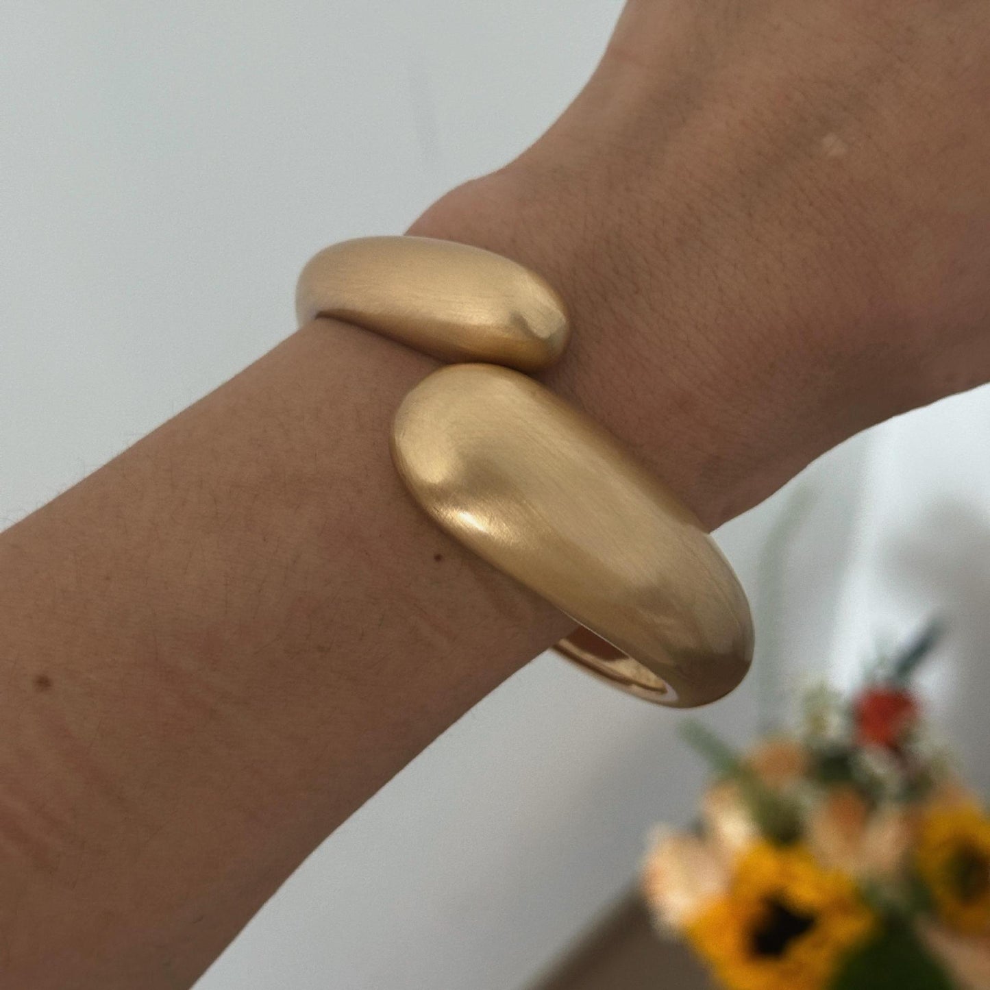 Punk Minimalist Round Geometric Plated Alloy Wide Cuff Bracelet