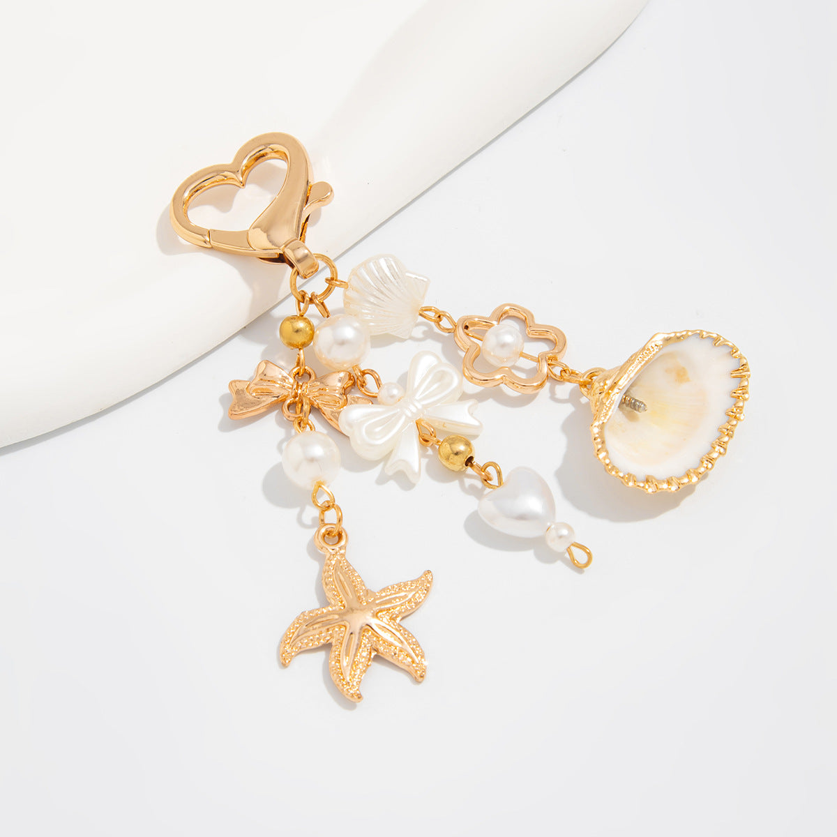 Sweet Shell Starfish Animal Charm Keychain Plated Pendant