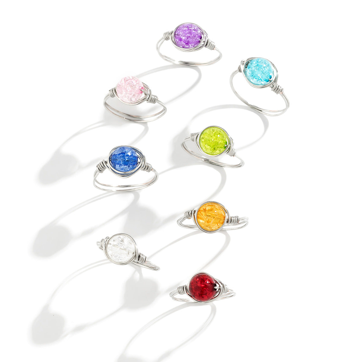 Anello da donna in rame stile rustico minimalista con perline geometriche circolari