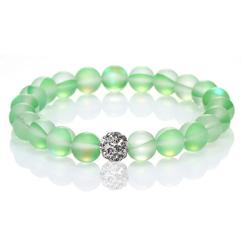 Colorful Moonstone Round Beaded Stretch Bracelet 8mm Unisex Handmade Jewelry