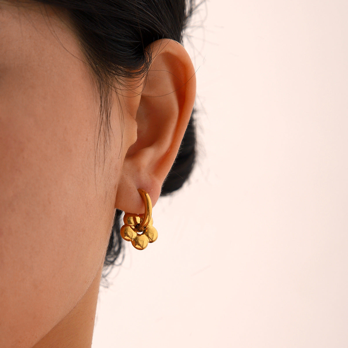 Minimalist Floral Stainless Steel Earrings with 18K Gold Plating for Women