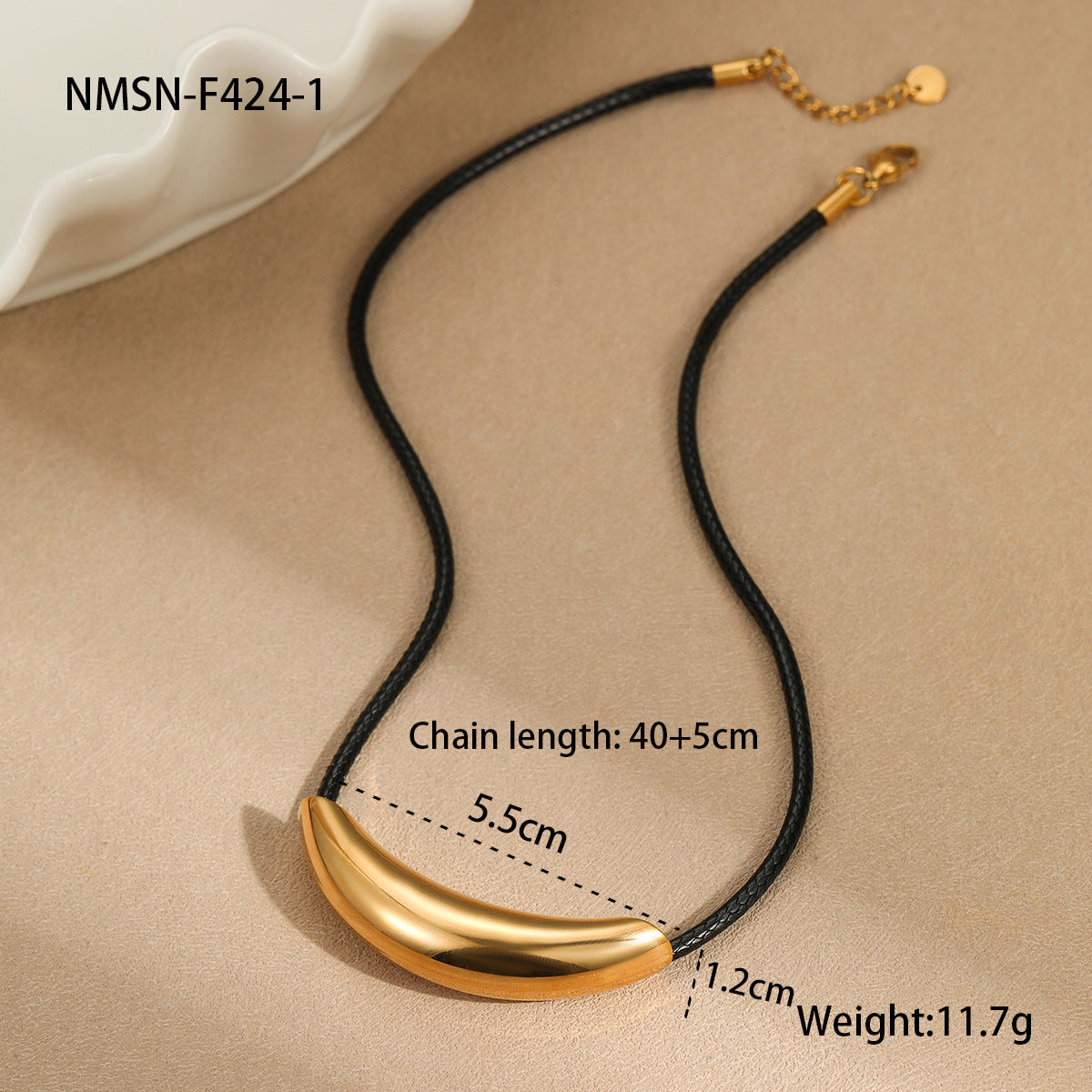 Collana Minimalista Geometrica da Donna Placcata in Acciaio Inossidabile con Tubo Curvo