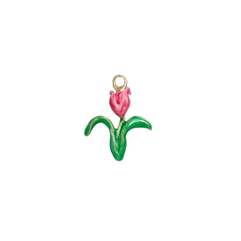 Minimalist Geometric Heart Floral Drip Oil PVD 18K Gold Plated Titanium Steel DIY Charm Bar Pendant for Unisex