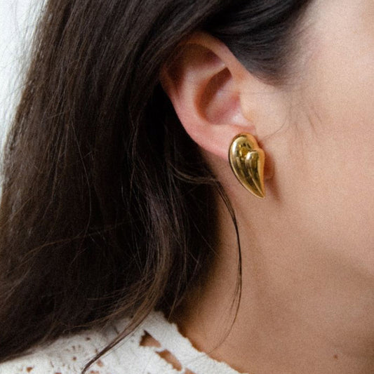 Orecchini a Cuore a Goccia da Donna Minimalisti in Acciaio Inossidabile Placcato Oro 18K