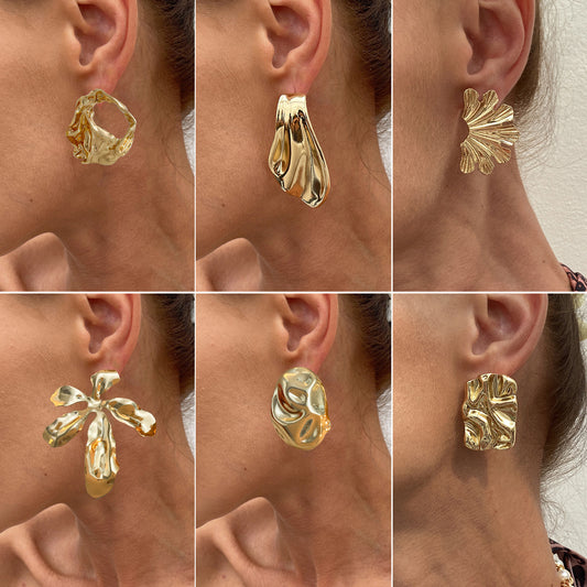 Exaggerated Geometric Zinc Alloy Plated Earrings for Women