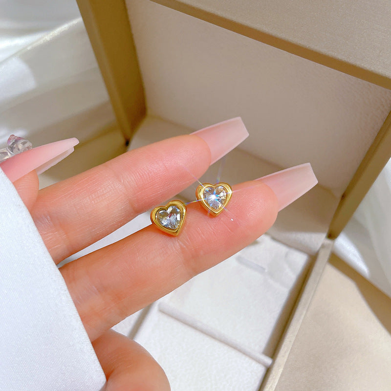 Minimalist Heart Geometric Titanium Steel Earrings Nature-Inspired Women's Stud Earrings