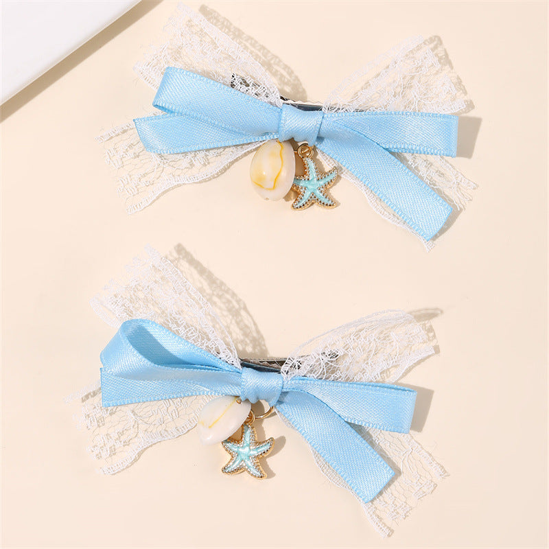 Fermaglio per capelli a fiocco con nappe e rete arricciata per bambine accessorio per capelli per bambine di ispirazione vintage