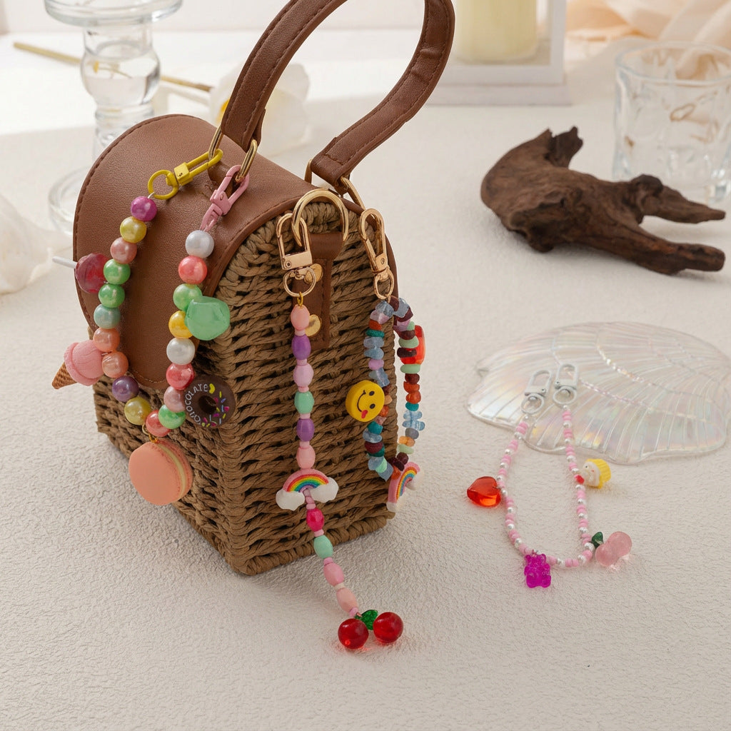 Sweet Colorful Acrylic Food Shape Keychain with Plated Finish