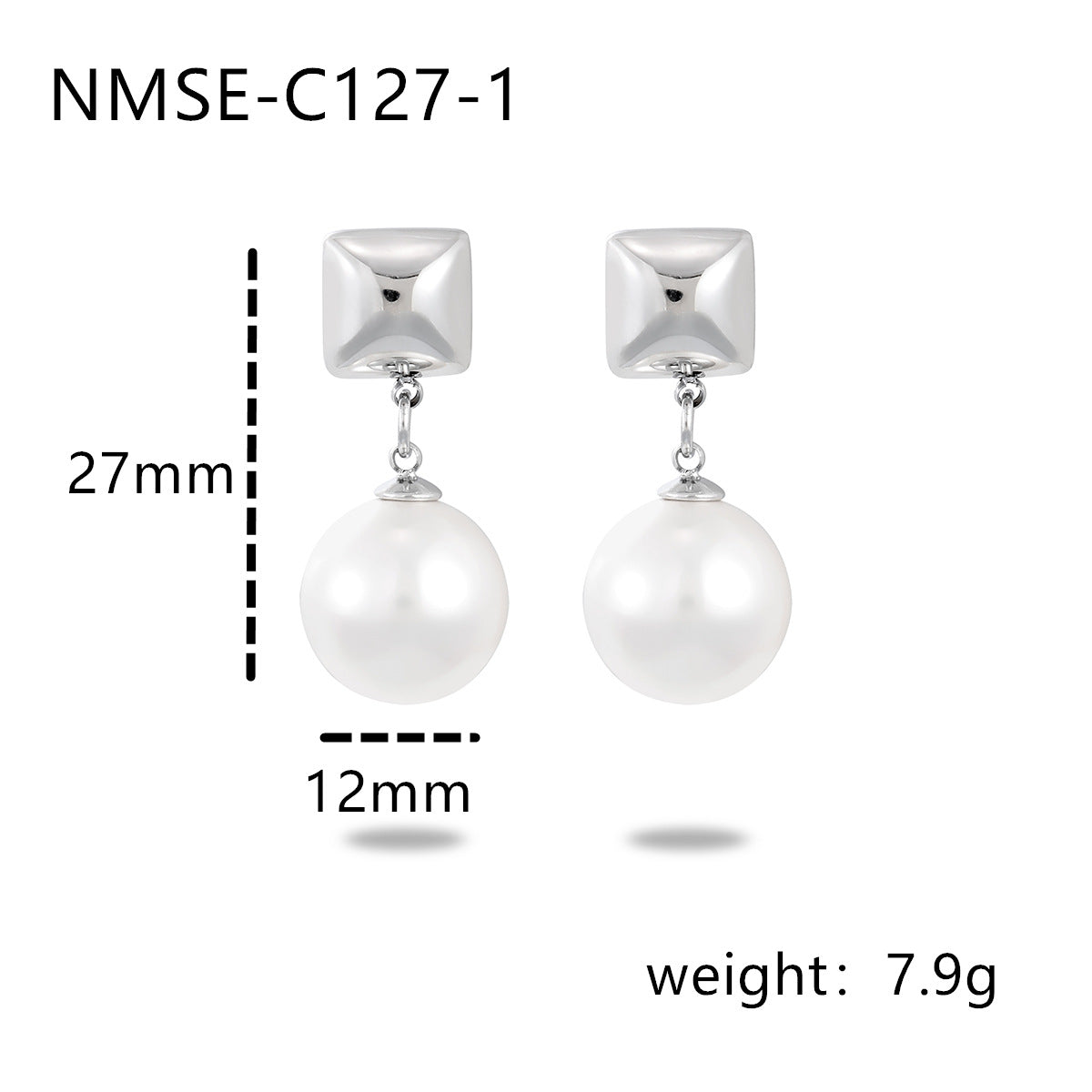 Orecchini da donna in acciaio inossidabile geometrici lussuosi e minimalisti con placcatura in oro e dettagli in perle