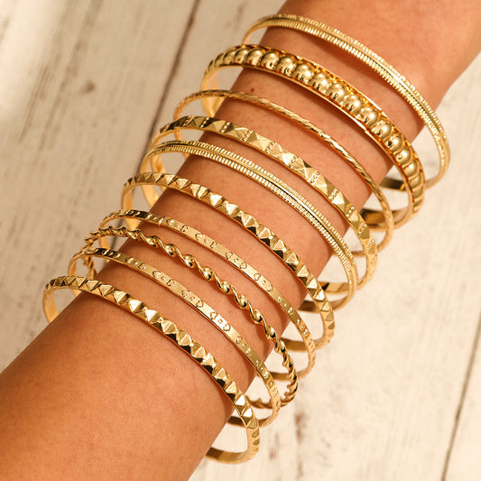 Bohemian Vintage Geometric Heart Round Plated Iron Bracelet Set