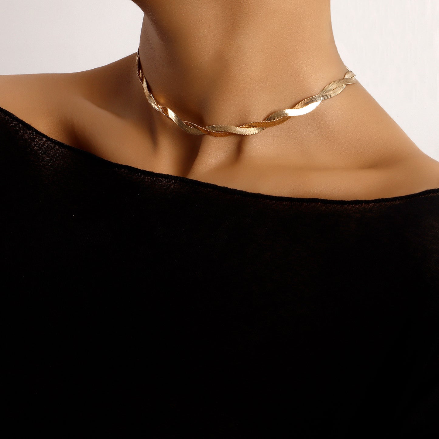 Minimalist Geometric Double-Layer Snake Chain Necklace for Women Alloy Plated Jewelry