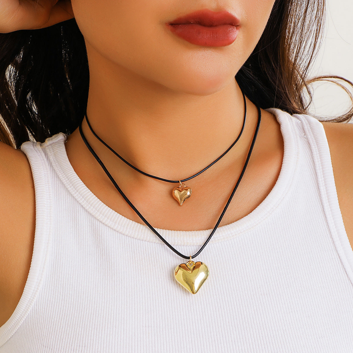Punk Vintage Heart Resin Alloy Plated Choker Necklace for Women
