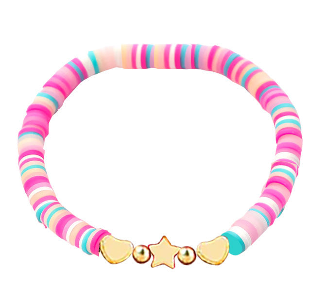 Handmade Heart Shaped Resin Bracelet Unisex Colorful Slice Bangle with Music Note Elements
