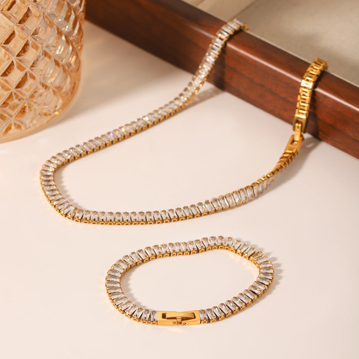 Minimalist Geometric Square Zirconia Pendant Necklace in Stainless Steel for Women Clavicle Chain Luxury Jewelry