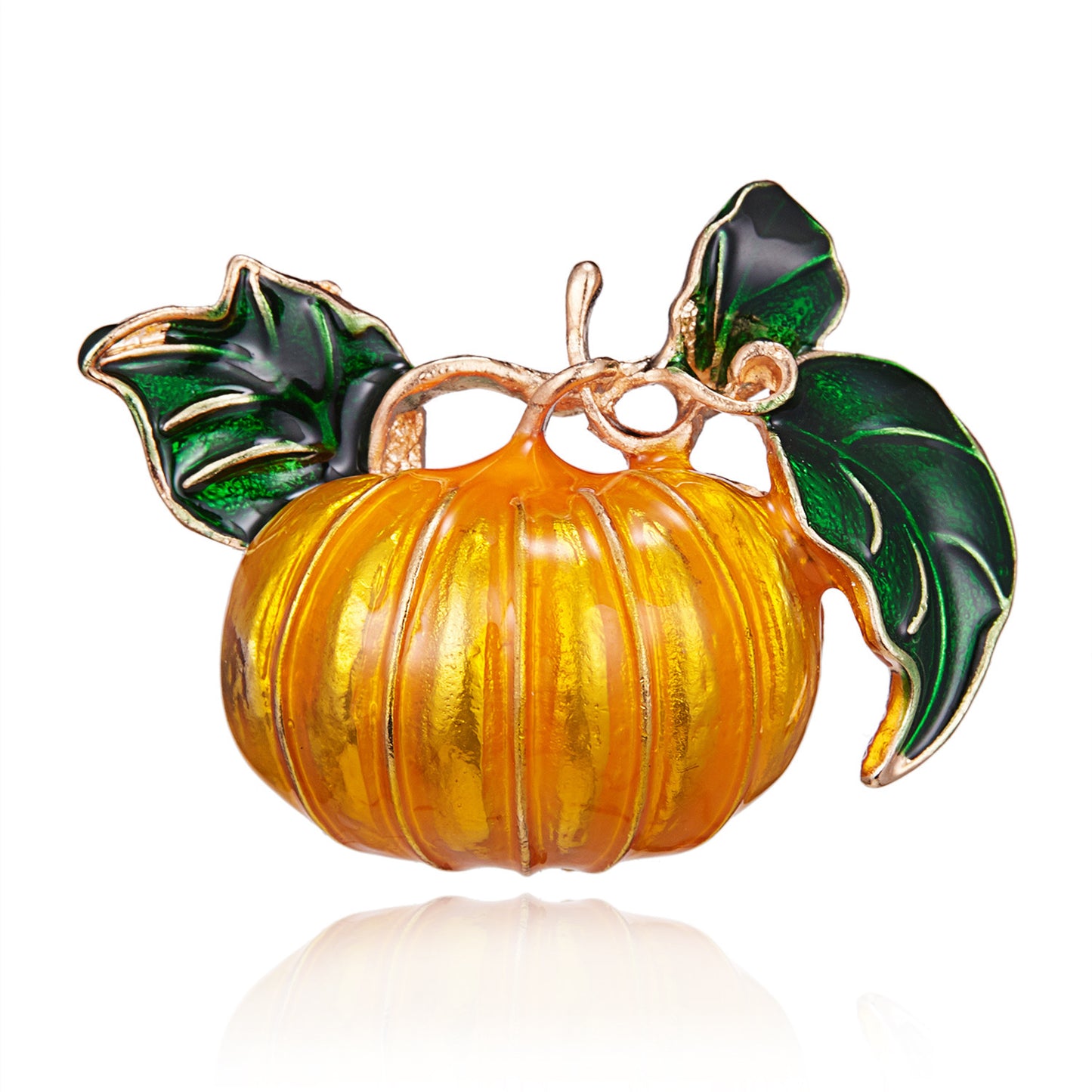 Broche Esmaltado de Calabaza Artística Vintage en Aleación con Acabado Chapado para Halloween y Uso Diario
