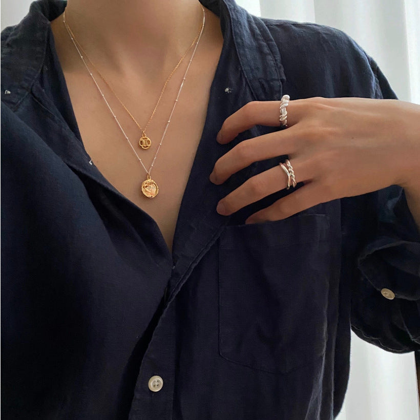 Minimalist Geometric Saturn Pendant Necklace in 925 Sterling Silver