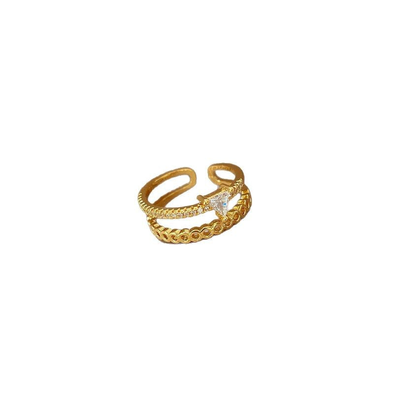 Anello in ottone a forma di corona in stile Kawaii con placcatura in oro e fascia aperta regolabile da donna