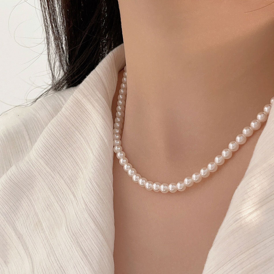 Sweet 925 Sterling Silver Round Braided Ball Chain Necklace with Crystal and Pearl