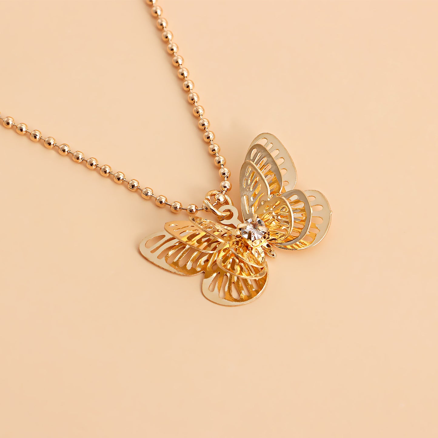 Minimalist Multi-Layer Hollow Butterfly Pendant Necklace for Women in Alloy with Plated Finish