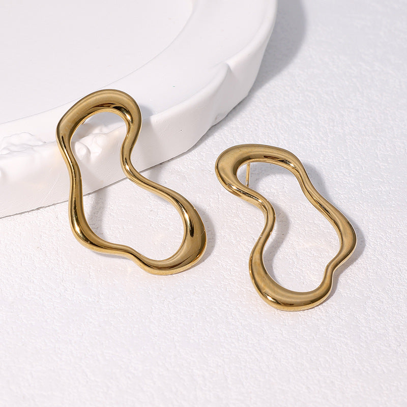 Minimalist Geometric Stainless Steel Earrings with 18K Gold Plating for Women